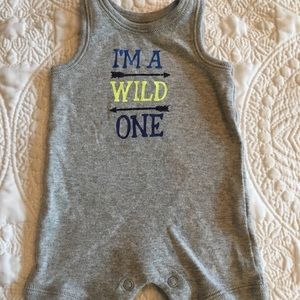 Carter’s gray wild one tank onesie. Newborn
